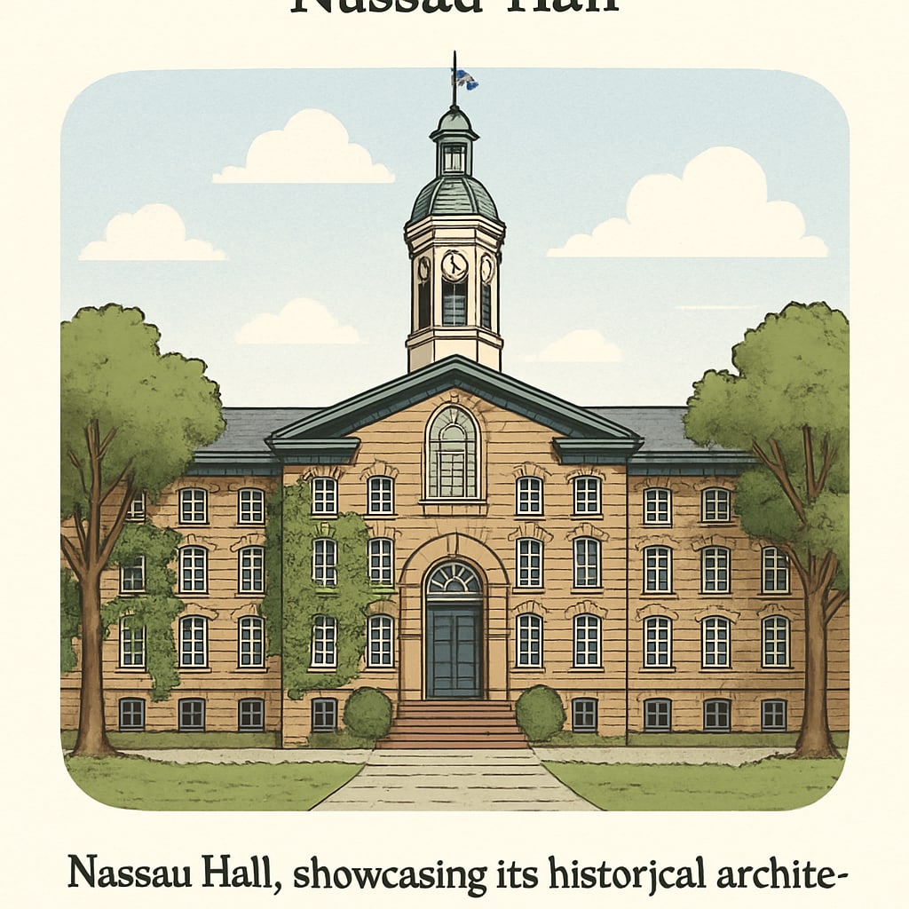 A photo of Princeton University's iconic Nassau Hall, symbolizing its historical prestige and exclusivity. Princeton University's Nassau Hall, representing Ivy League prestige.