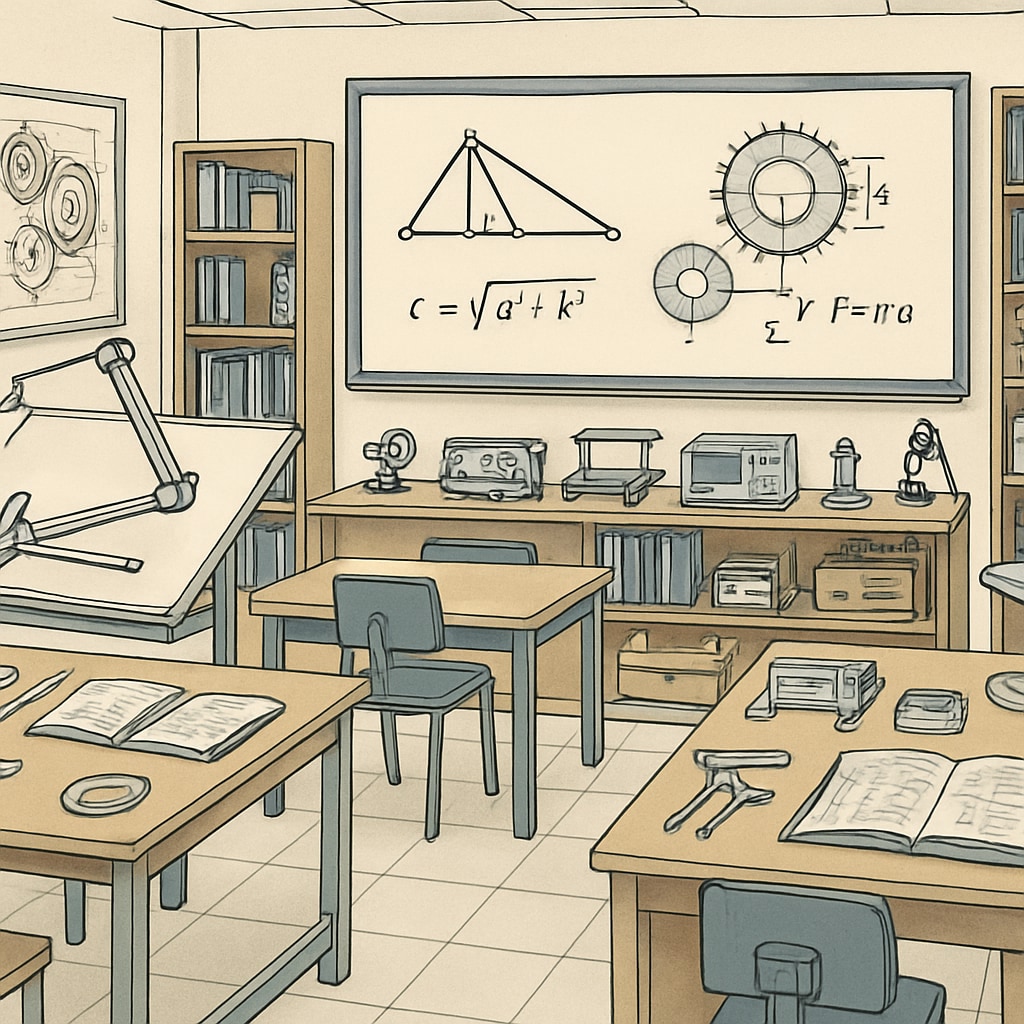 A university classroom equipped with engineering tools and a smartboard, symbolizing interdisciplinary learning. A classroom with engineering tools and a smartboard, related to dual degrees in education and engineering.