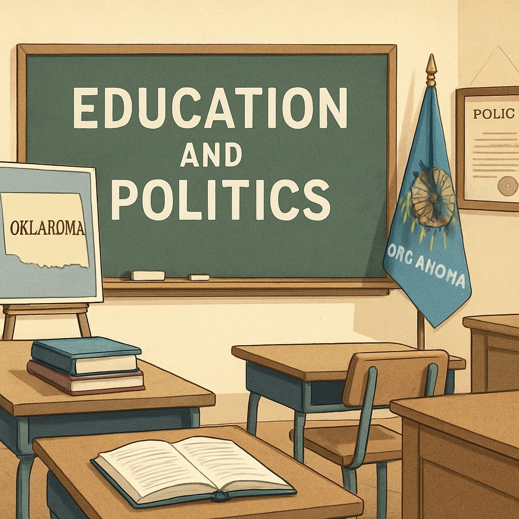 A classroom setting in Oklahoma, symbolizing the intersection of education and political policies. Oklahoma classroom and political policies affecting education neutrality
