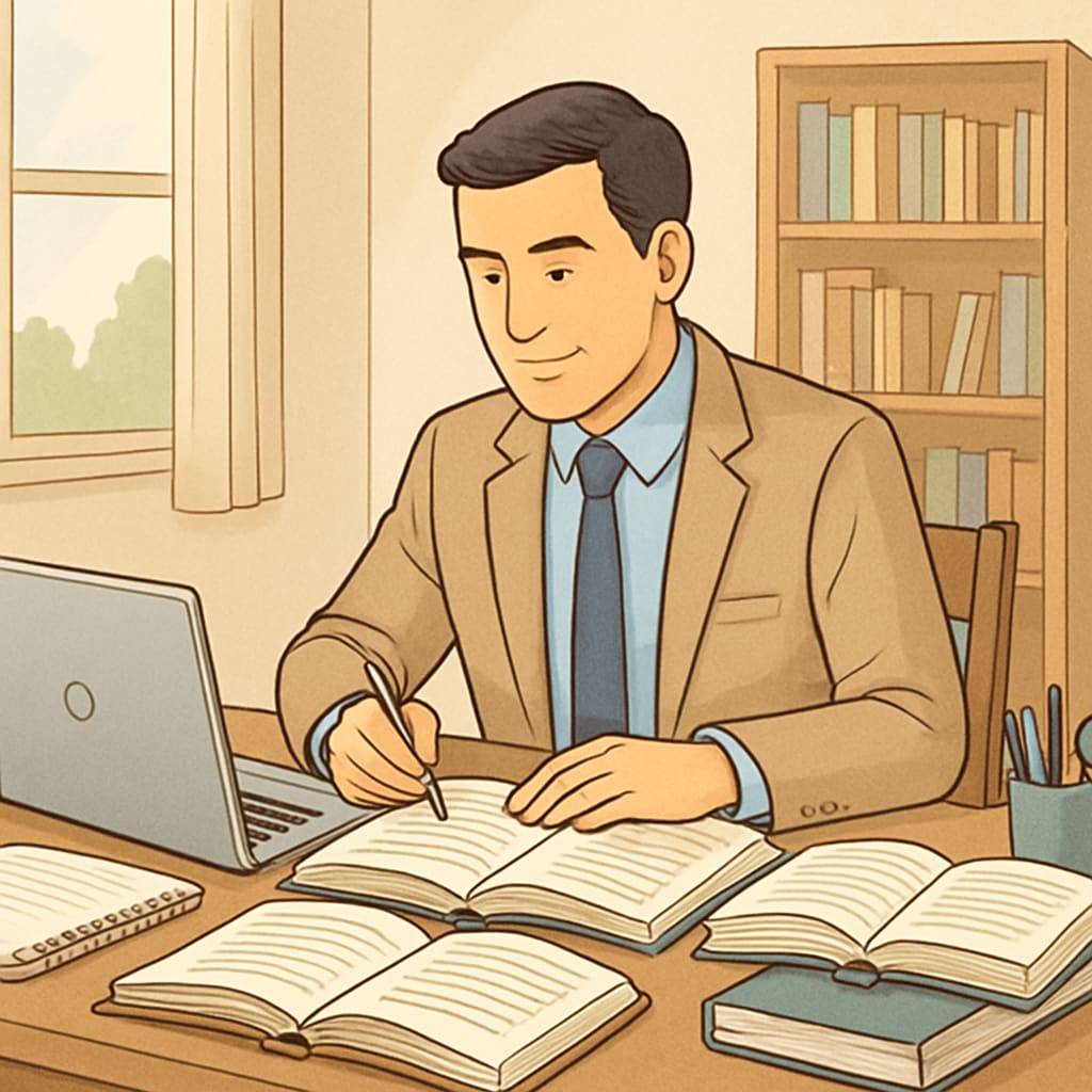 Mid-career professional balancing work and education while pursuing a master's degree.