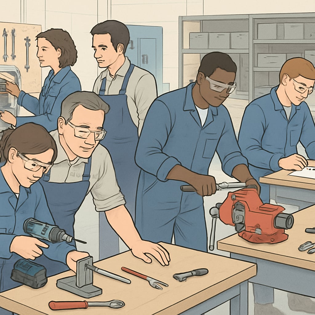 Vocational training program as part of education recovery for dropout youth.