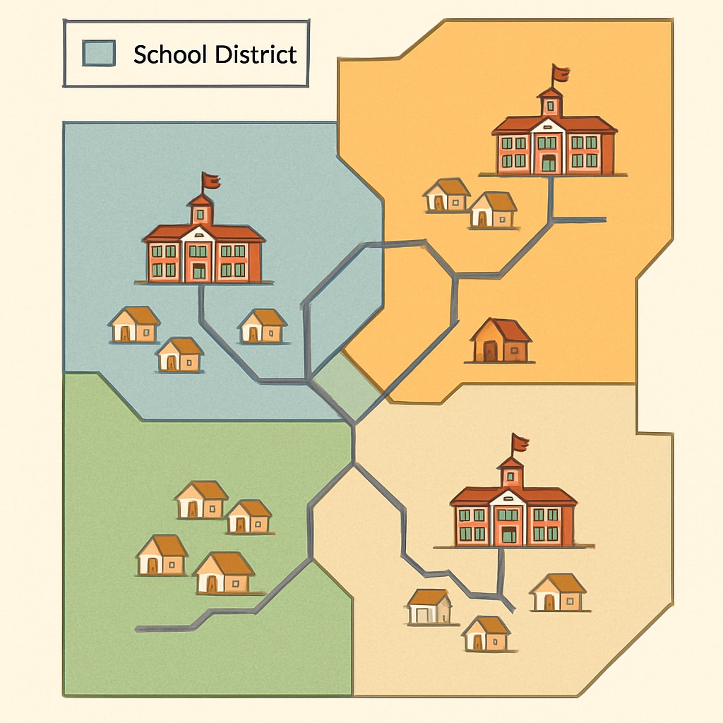 U.S. school district boundaries impacting school choice programs.