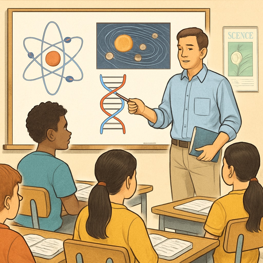 Biology graduates teaching science concepts in a classroom environment.