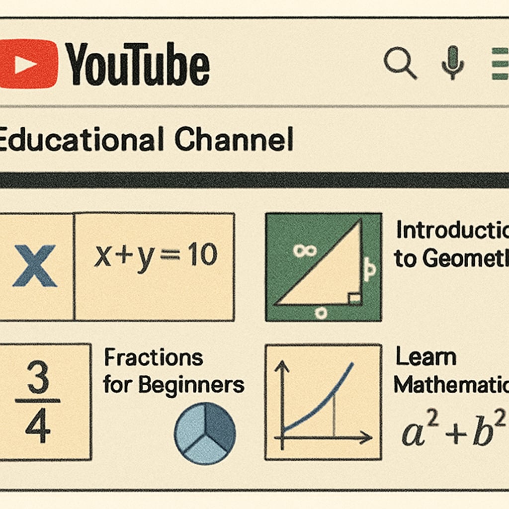 YouTube educational channel interface displaying math lessons.