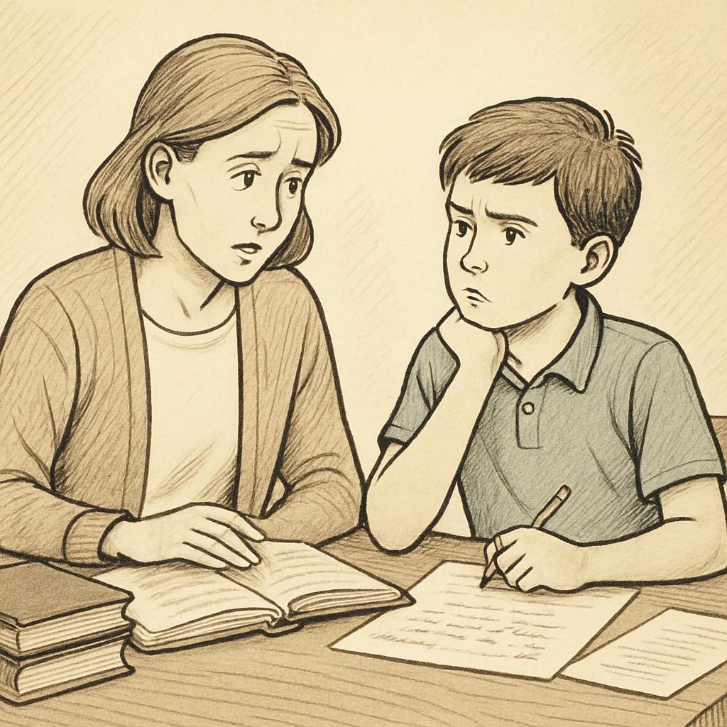 Parent discussing school-related challenges with an adolescent to rebuild learning motivation.