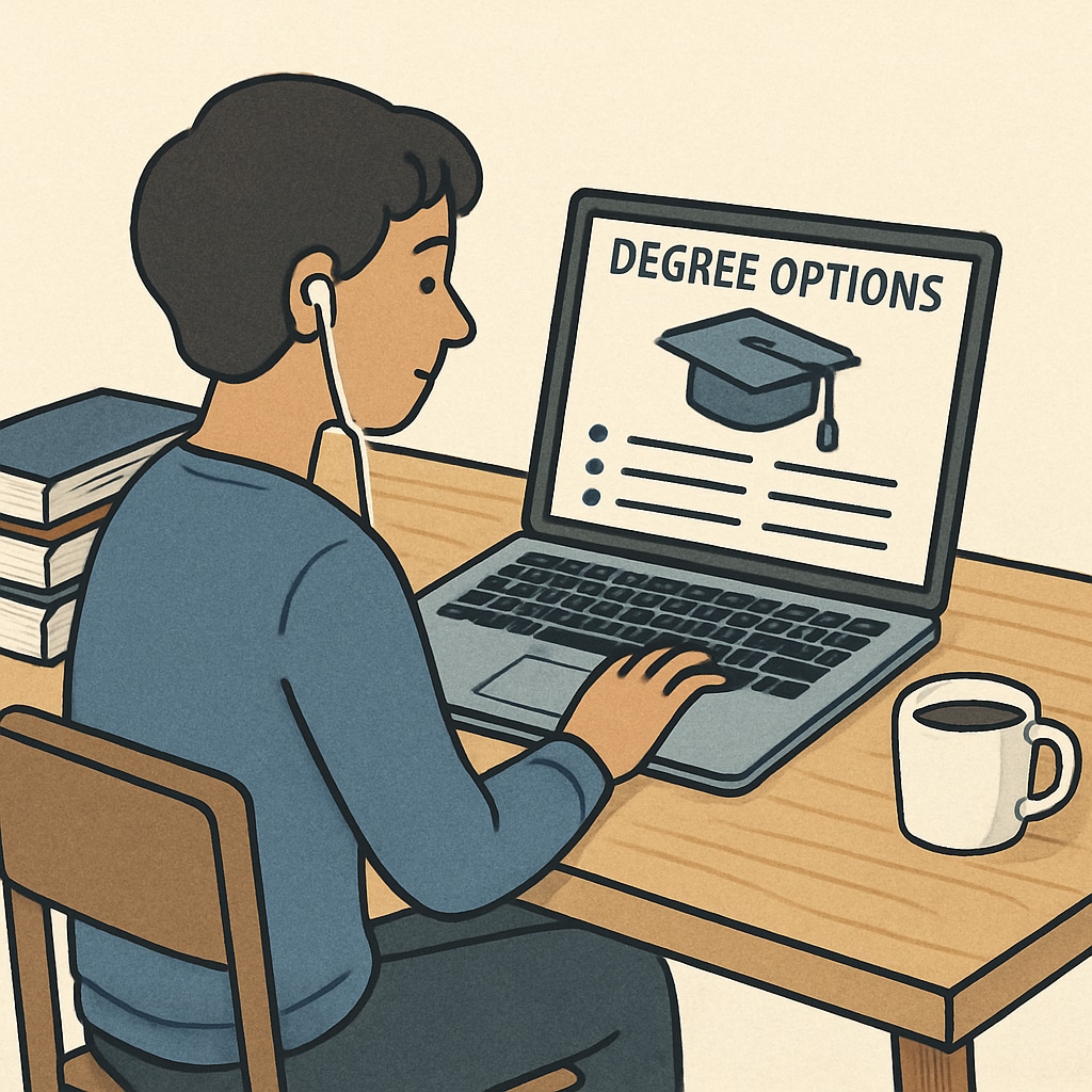 A student exploring bachelor’s degree options in automotive technology online.