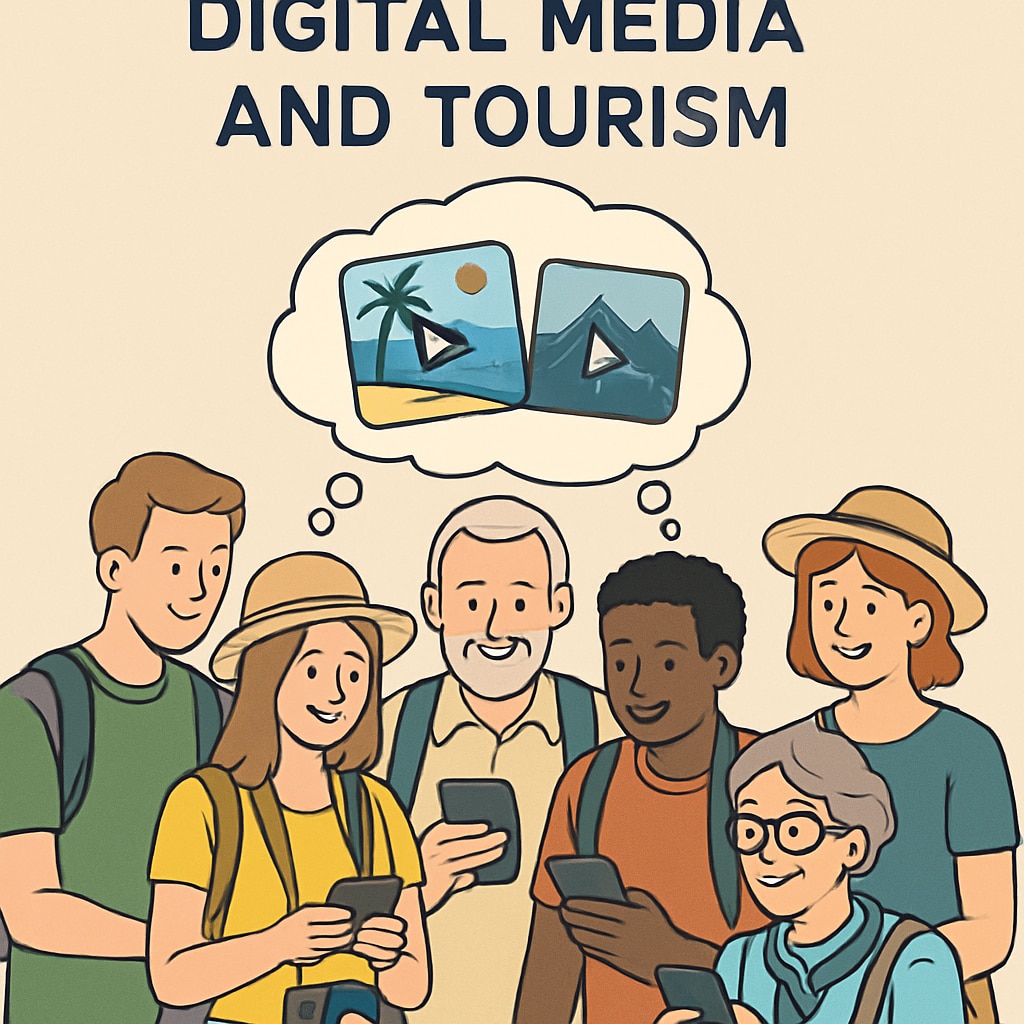 Tourists consuming short travel videos on smartphones
