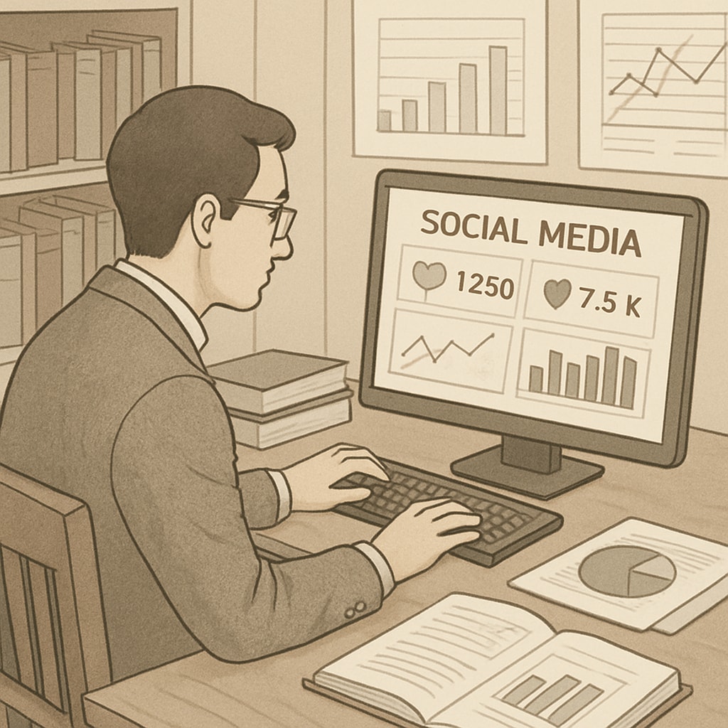 Researcher studying social media analytics for tourism data collection