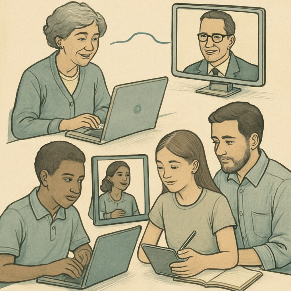 A group of educators and students collaborating online, symbolizing the community engagement on Reddit. Educators and students collaborating online in a Reddit education community.