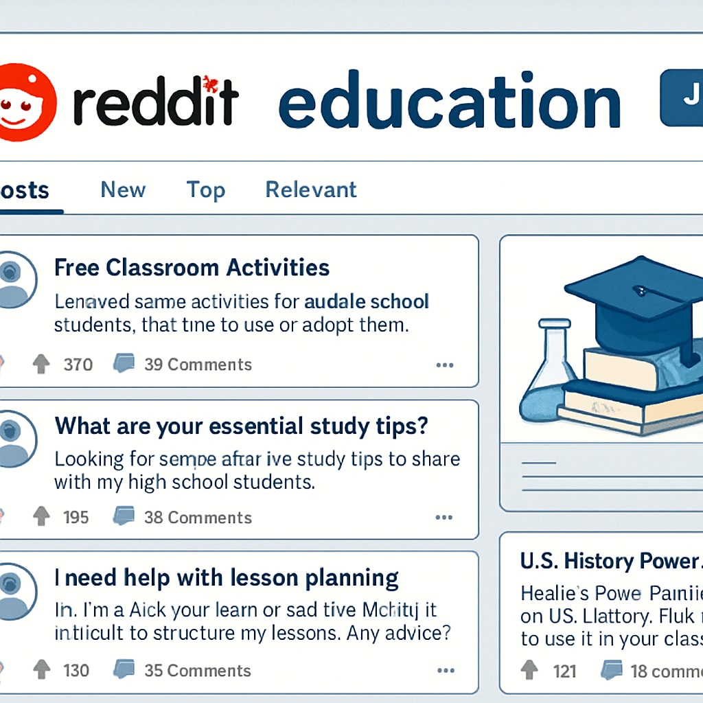 Reddit education subreddit homepage with posts related to community rules, education subreddits, and posting tips.