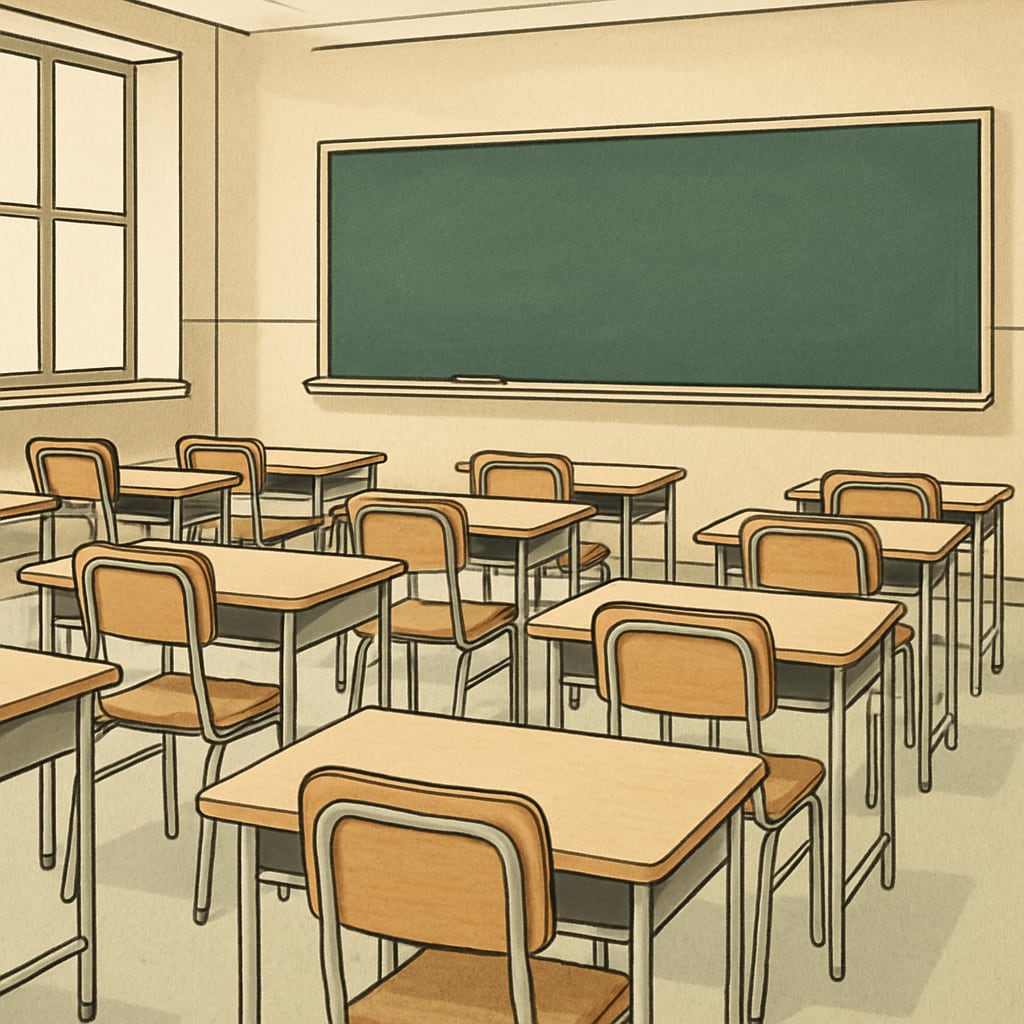 Empty classroom desks emphasizing the impact of Teacherless Tuesday.