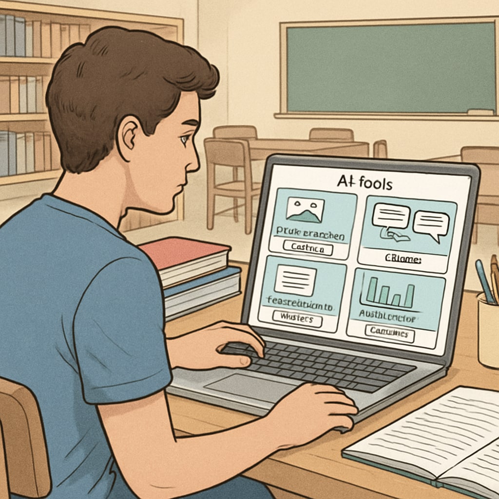 College student leveraging AI tools for academic success.