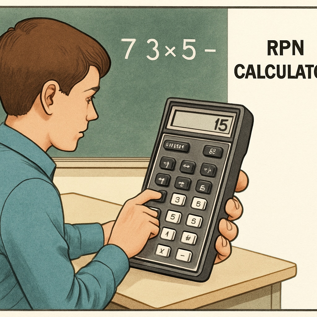 Student using RPN calculator during math class