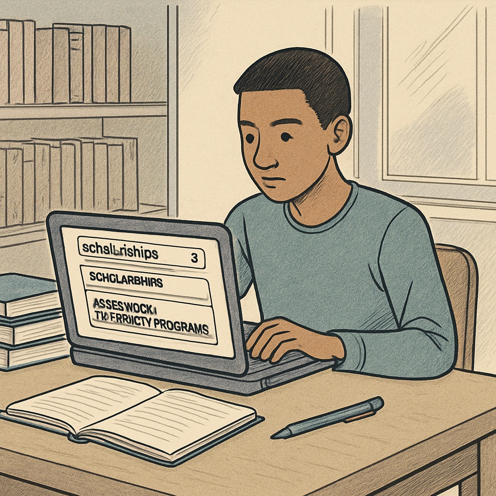 Student researching scholarships and budget-friendly university programs related to AS Level.