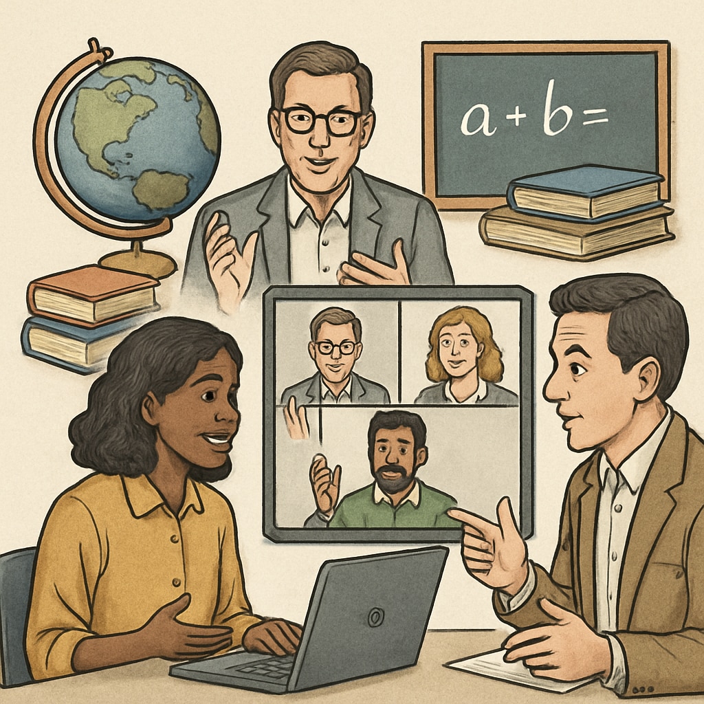 Educators discussing digital education communities in an online setting.