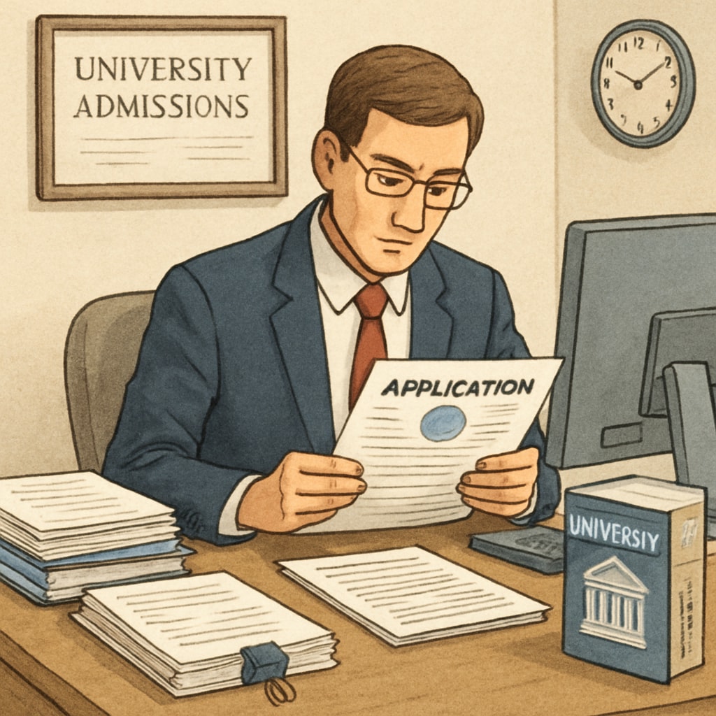 Admissions officer reviewing an international student’s application for a data science program.