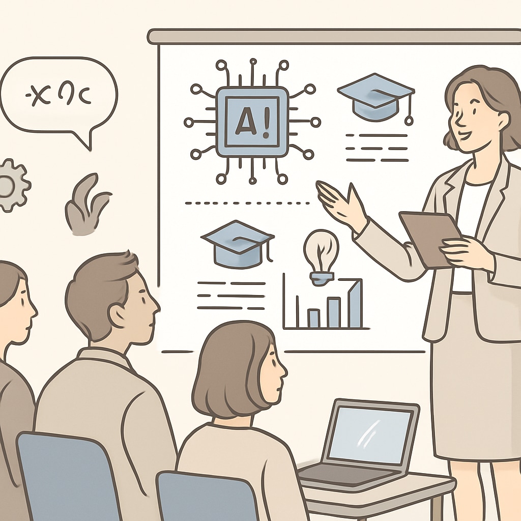 A teacher training session focused on understanding AI tools and their role in education. Teachers learning about AI tools to reduce administrative workload.