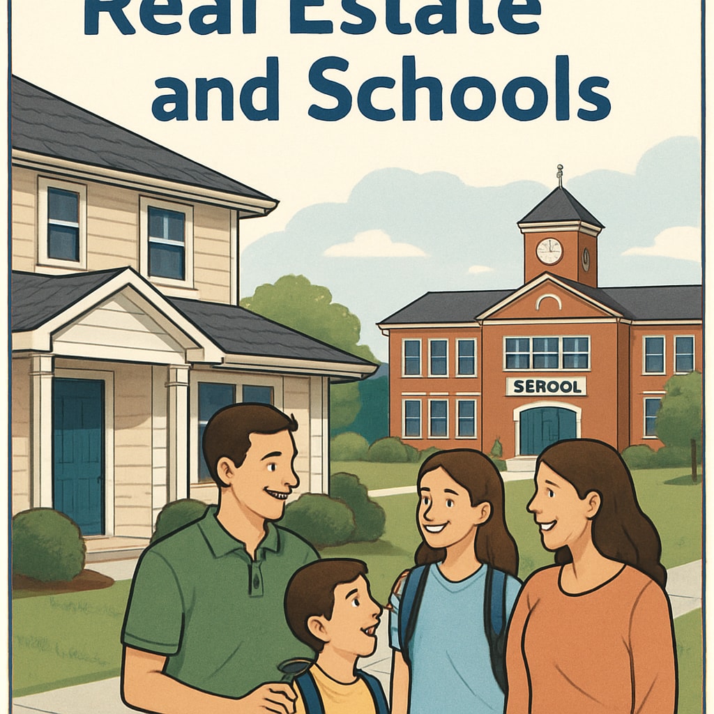 Family visiting a home near a top school district, representing education choices and property value considerations.