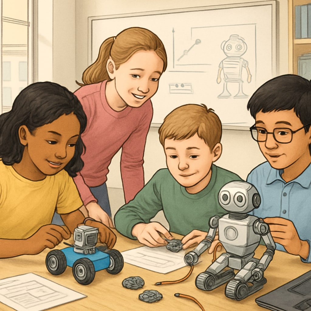 Students participating in a robotics workshop focused on STEM education in K12 schools.