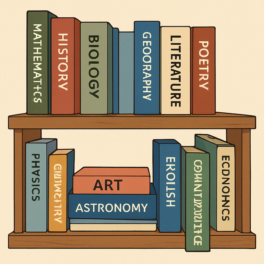 A bookshelf featuring the recommended books, with titles clearly visible. Bookshelf displaying learning methods and memory techniques guides for teens.