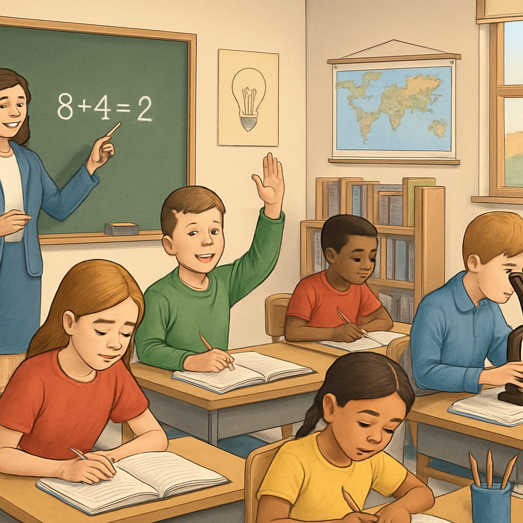 A classroom setting with students engaging in activities, illustrating the essence of education and its broader purpose. Classroom environment showing the importance of education beyond attendance