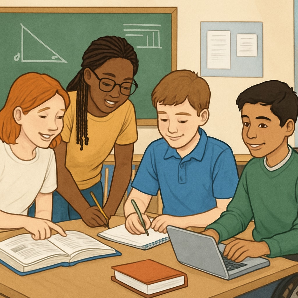 Students working together in a classroom, illustrating the benefits of inclusive education.