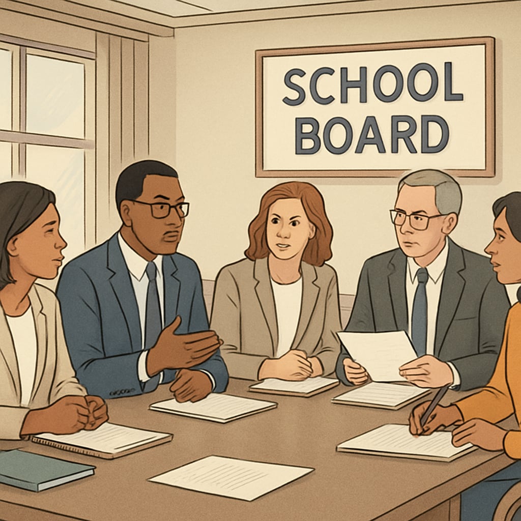 School board members working collaboratively on governance strategies