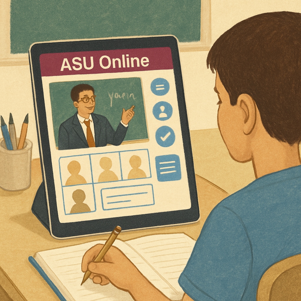 A student participating in a virtual class as part of ASU Online dual enrollment.