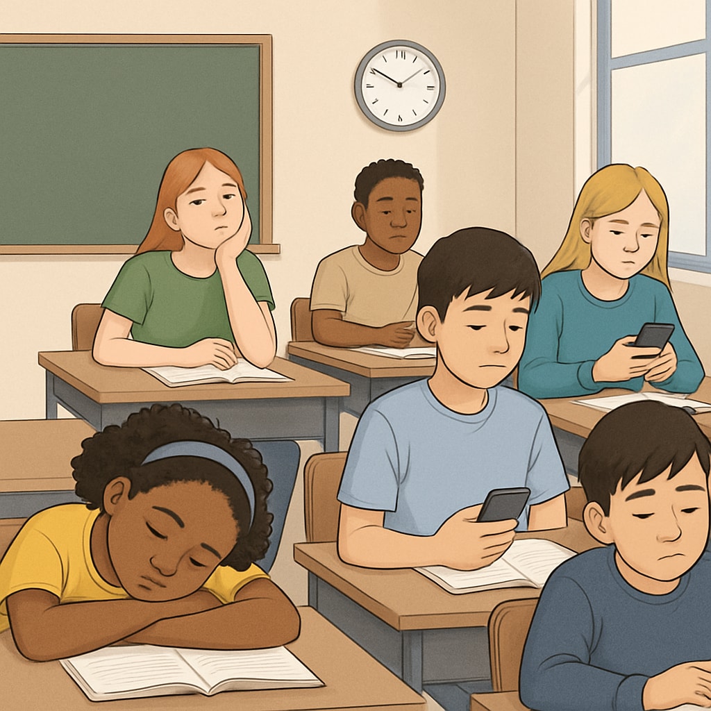 Disengaged students in a classroom, emphasizing the need for interactive learning.