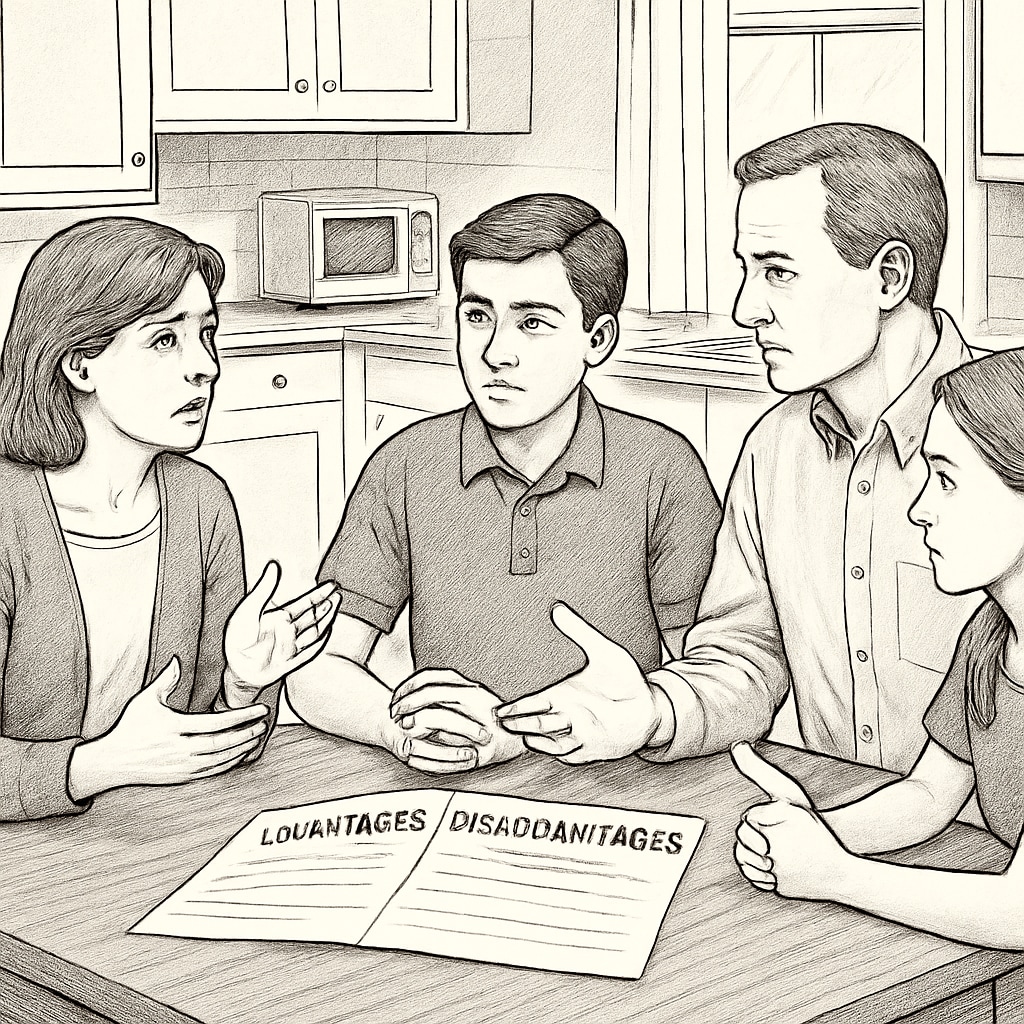 Family discussing part-time job options for a high school student.