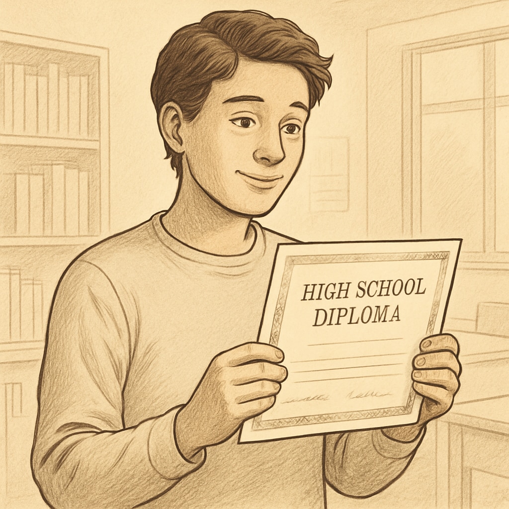 Young adult with a diploma, symbolizing hope and renewal.