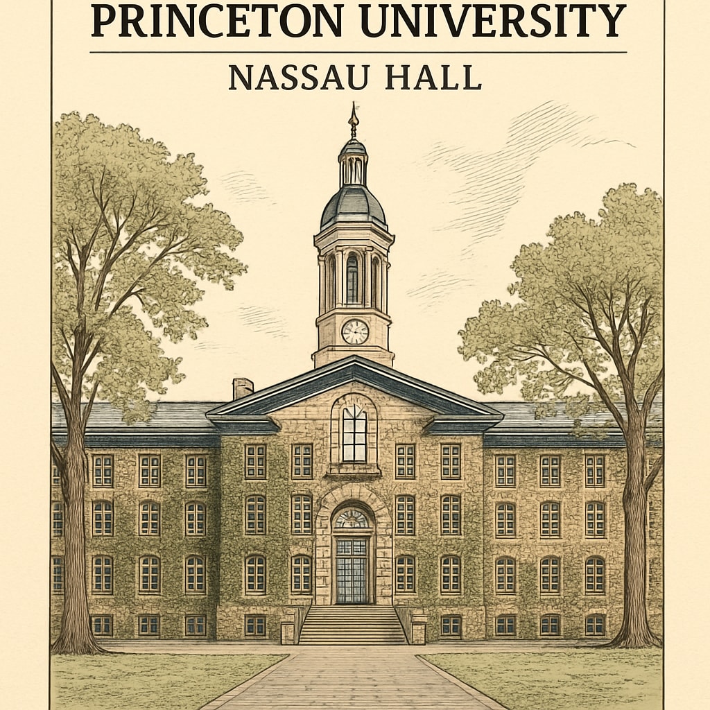 A historic image of Princeton University’s iconic Nassau Hall, symbolizing its legacy and prestige. Princeton University’s Nassau Hall, representing Ivy League prestige.