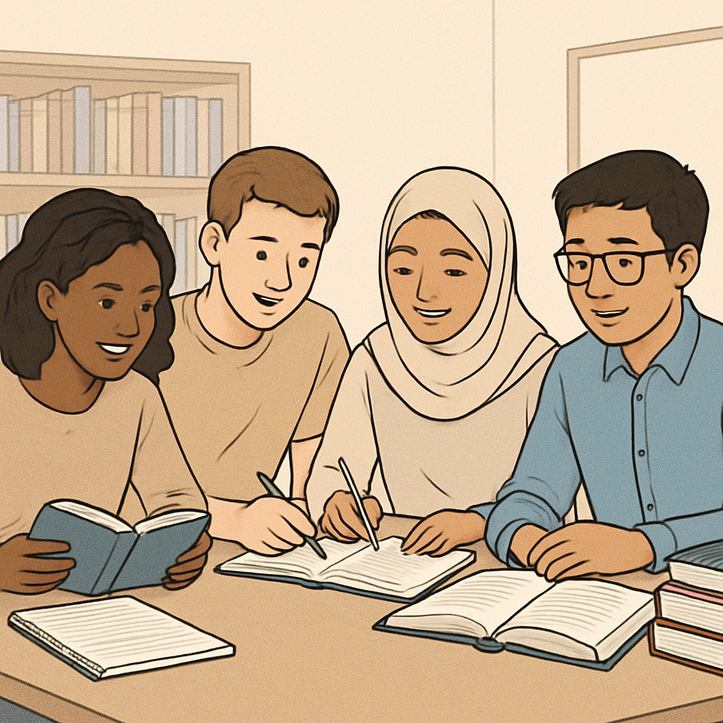A diverse group of students studying together, highlighting the importance of accessible education beyond elite institutions. Diverse students collaborating, emphasizing accessible education over Ivy League exclusivity.
