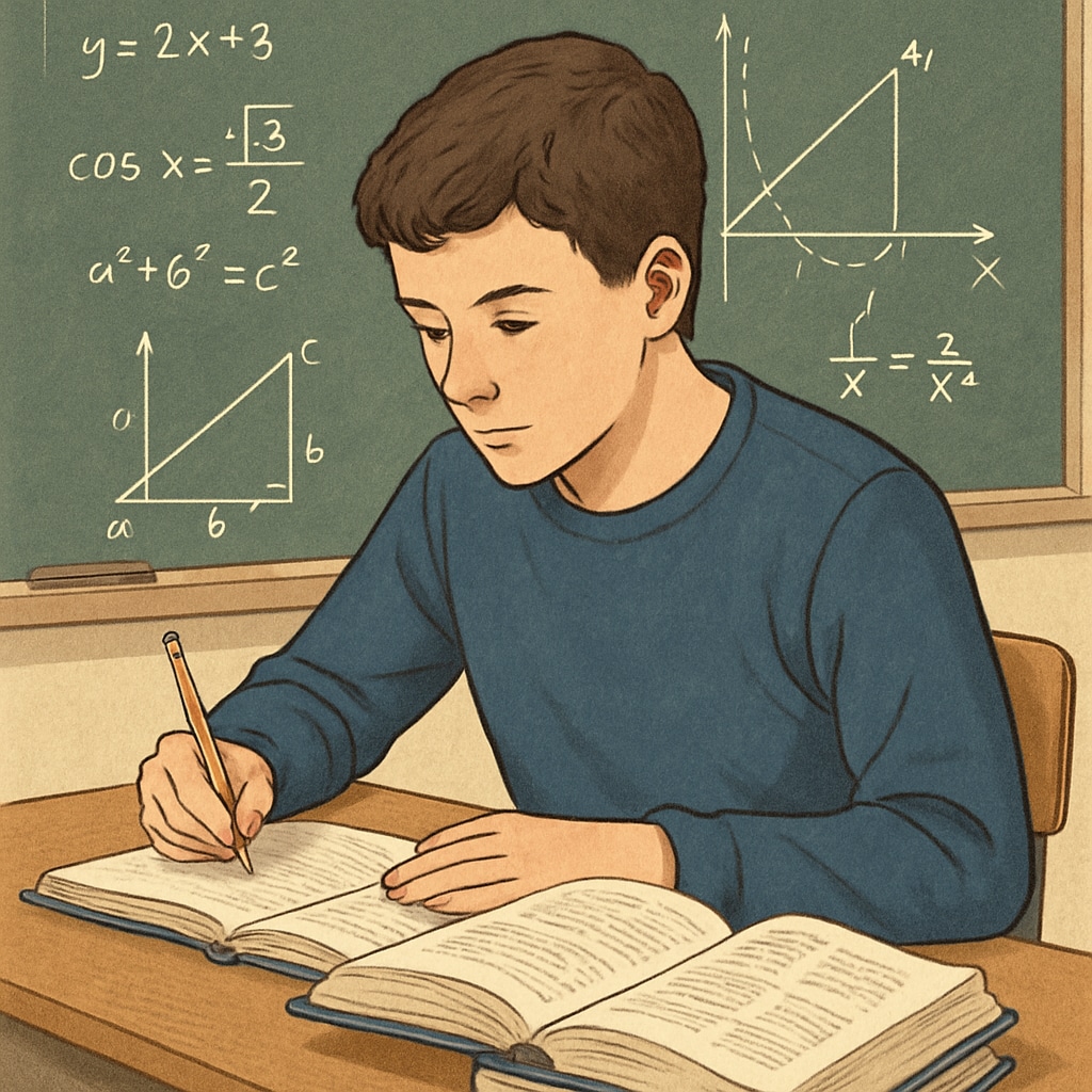 A young adult studying mathematics in a classroom environment, symbolizing education recovery for UK youth. A student studying mathematics, representing education recovery pathways for young people in the UK.