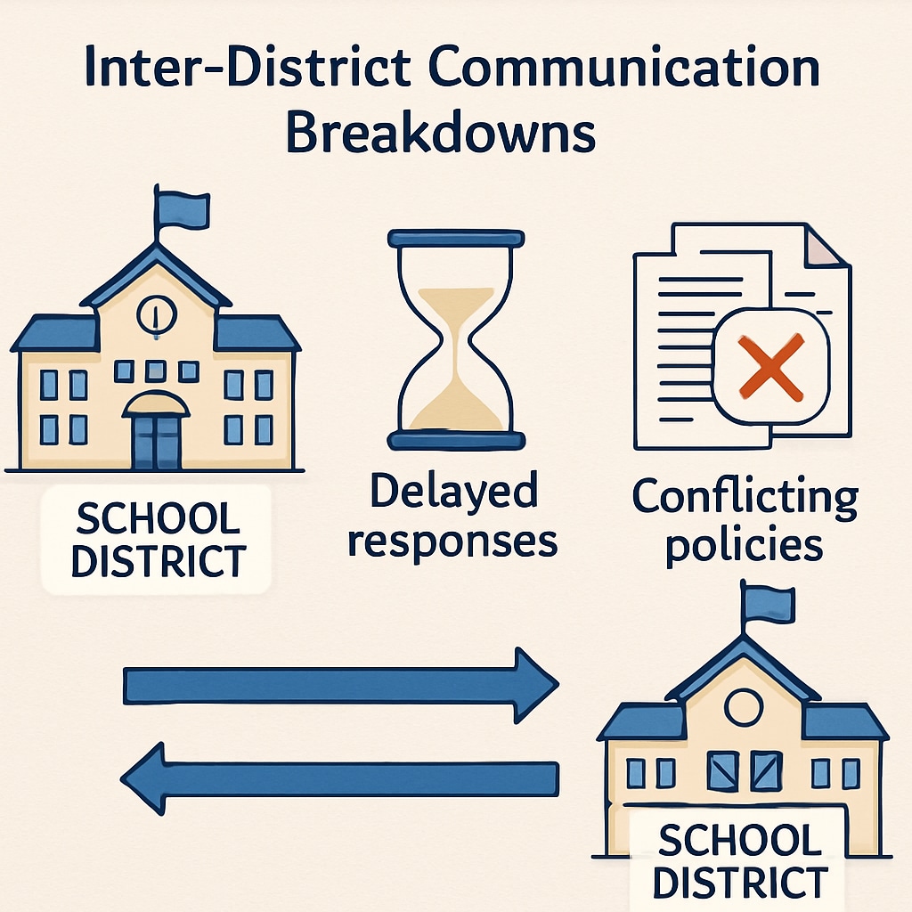 Breakdown of communication in cross-district school transfers.