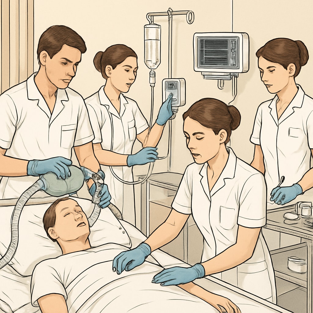A group of nursing students in clinical training, showcasing hands-on learning opportunities. Nursing students participating in clinical training as part of hands-on learning.