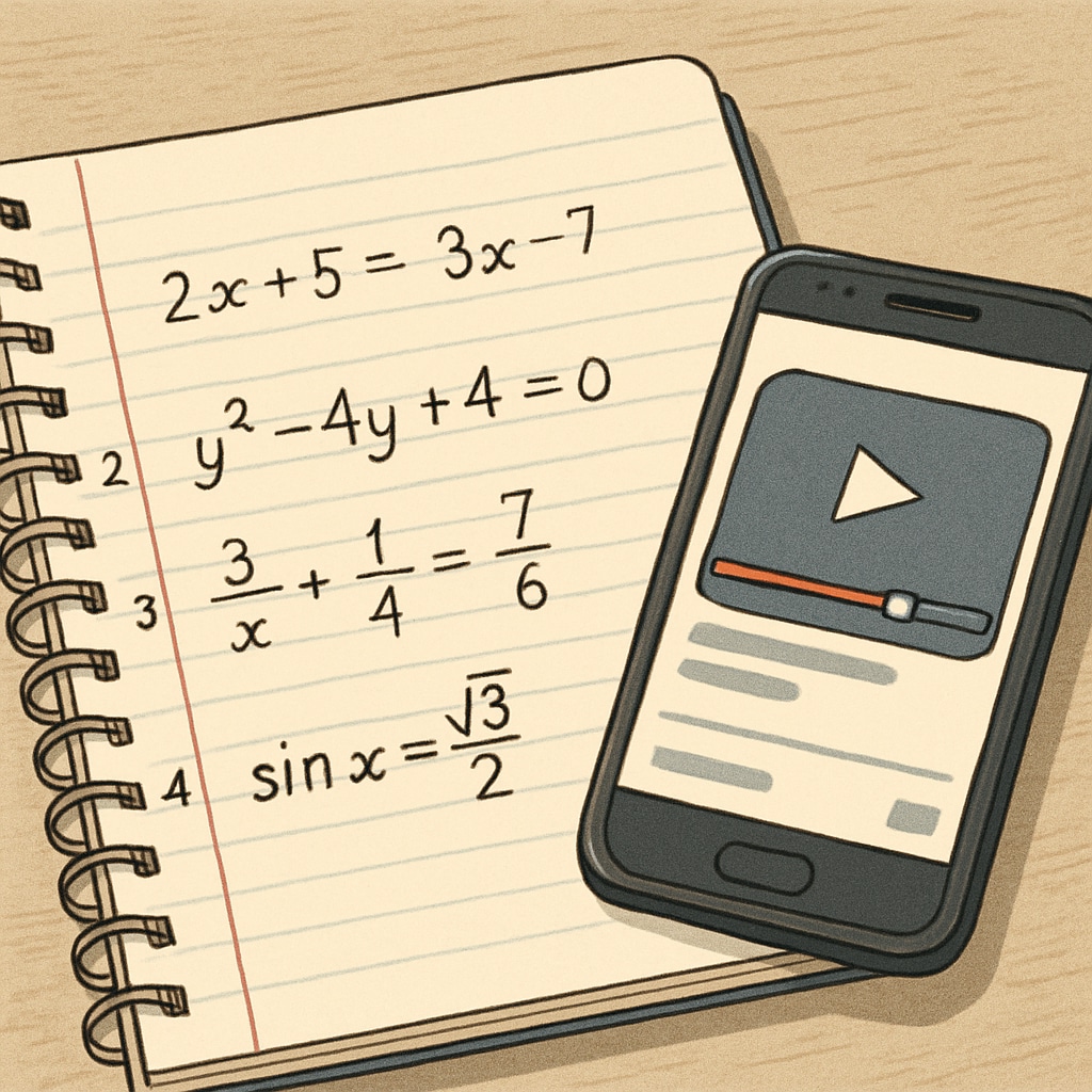 Practical use of YouTube resources for solving math problems during campus recruitment preparation.