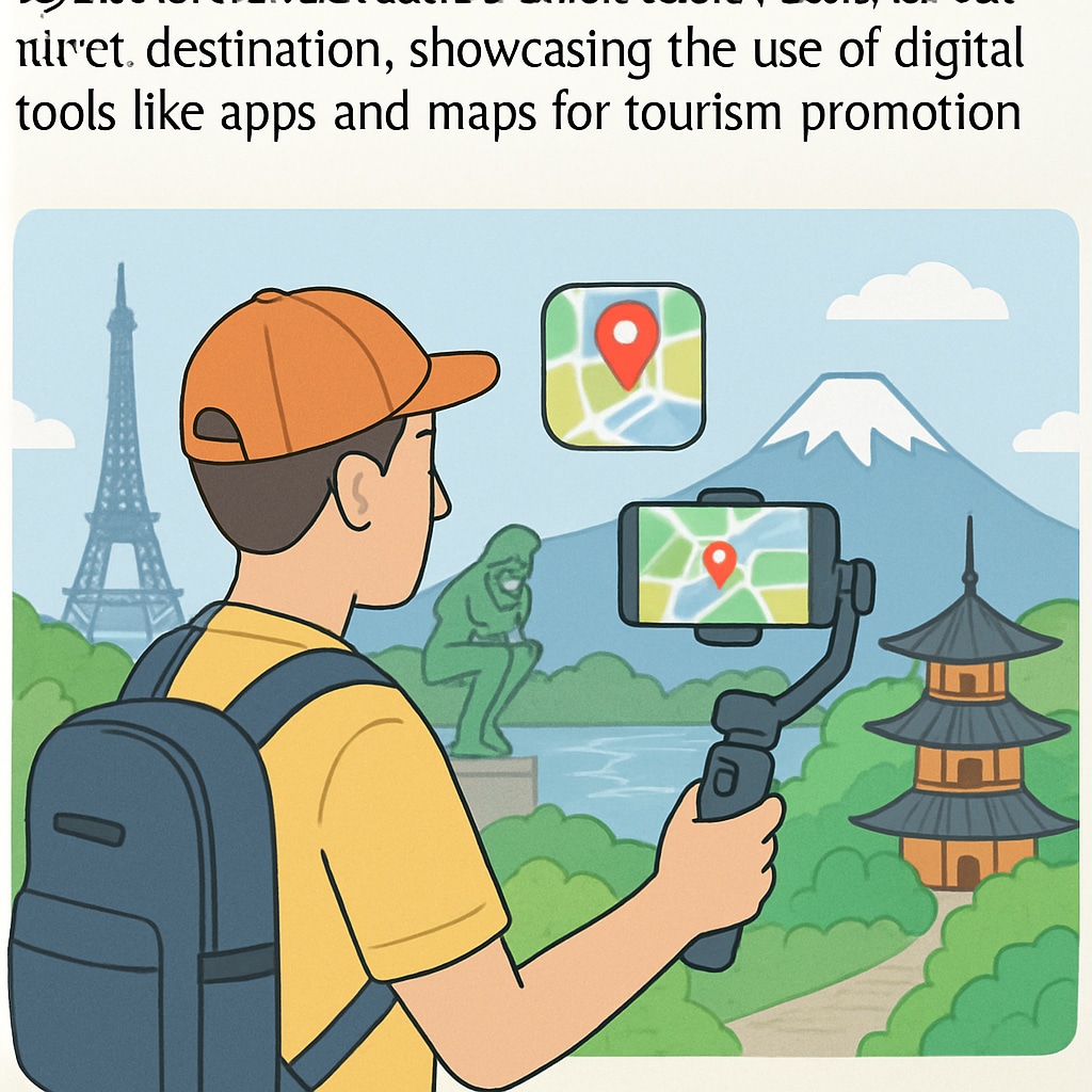 A traveler filming short-form content in a scenic tourist destination, highlighting the role of digital tools in tourism promotion. A short video being filmed in a tourist destination, related to short video tourism and data collection.
