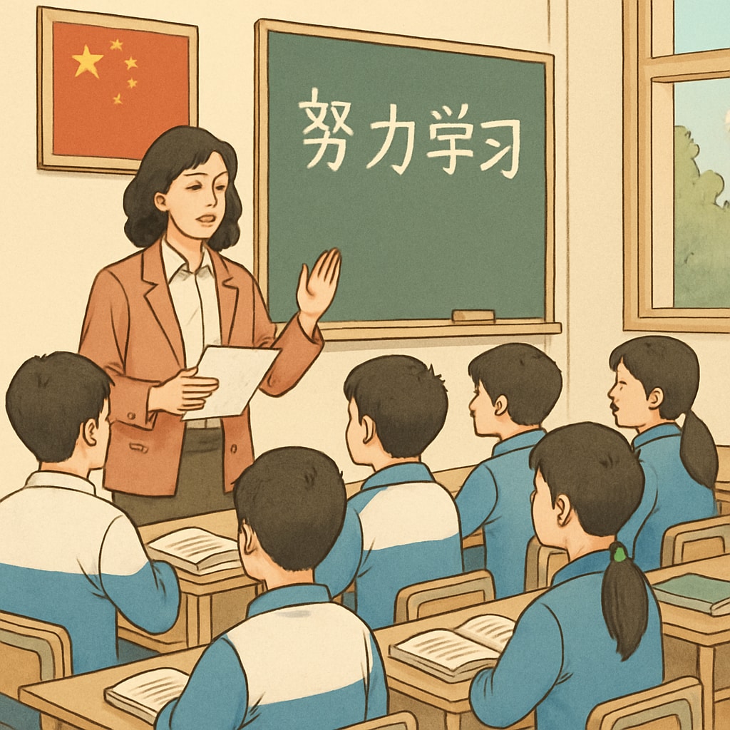 Chinese classroom highlighting academic rigor in education.