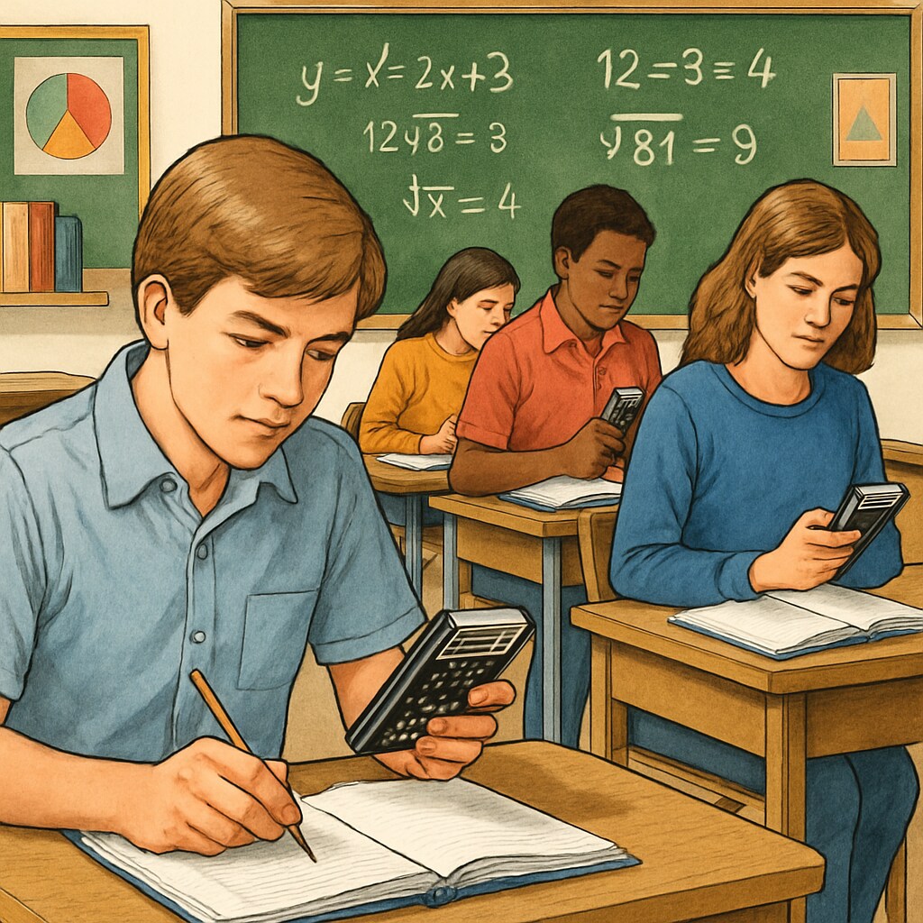 A classroom where students are using HP 11c calculators to solve mathematical problems. Students in a classroom using HP 11c calculators for math lessons.