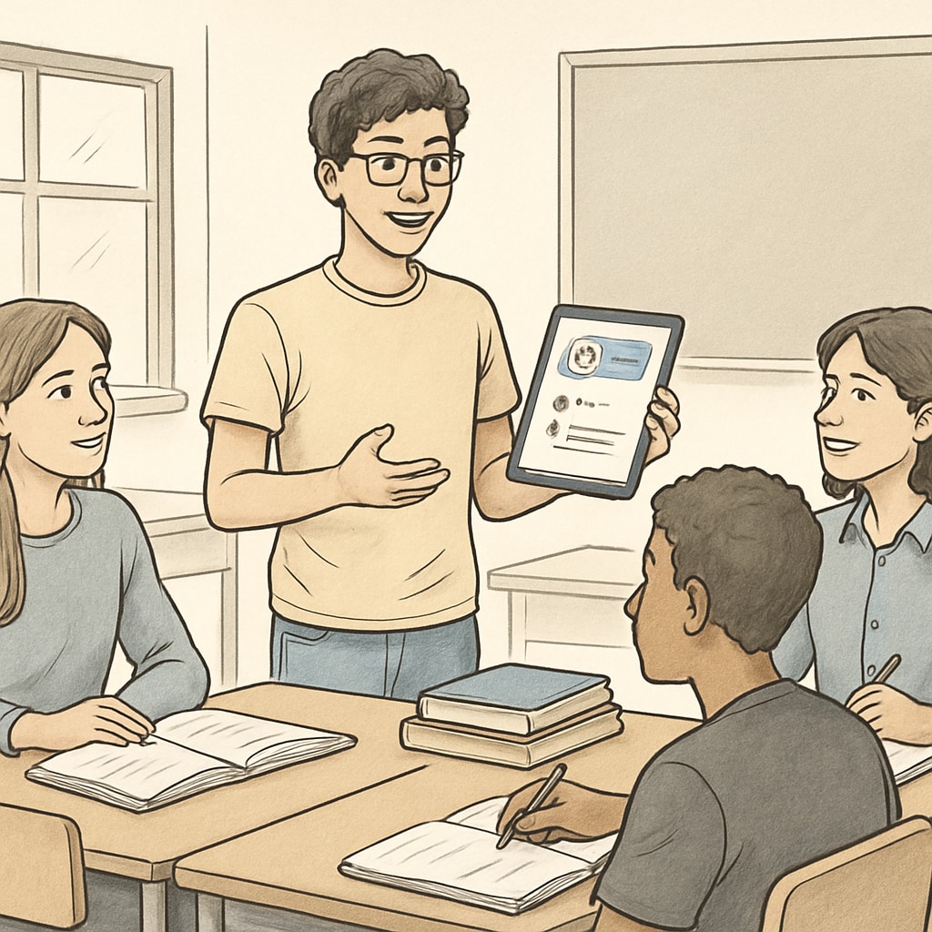 Student utilizing AI tutoring tools to help classmates and improve academic outcomes.