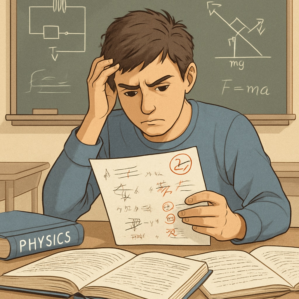A high school student analyzing grading errors in an AP Physics C assignment.