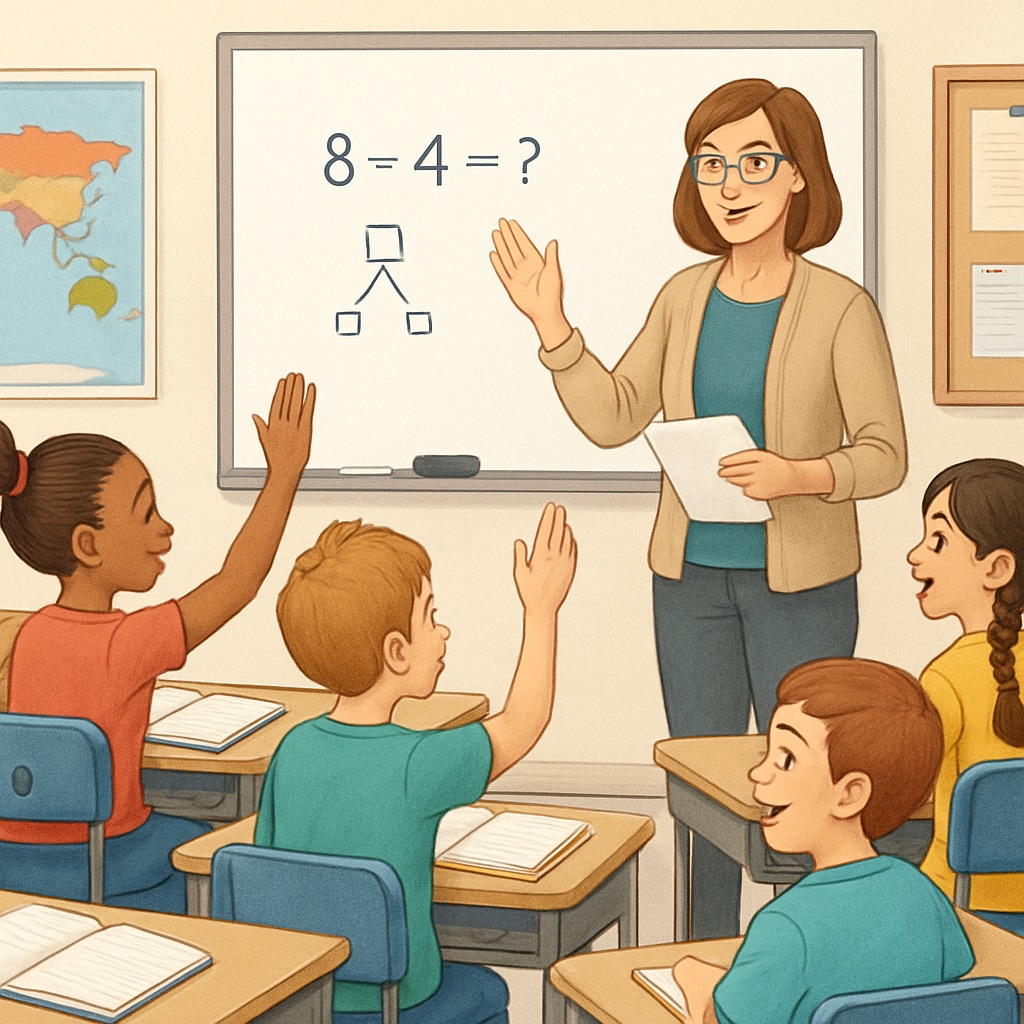 A classroom of young students actively engaging with a teacher, illustrating modern teaching practices. Students engaging with a teacher in a public elementary school classroom.