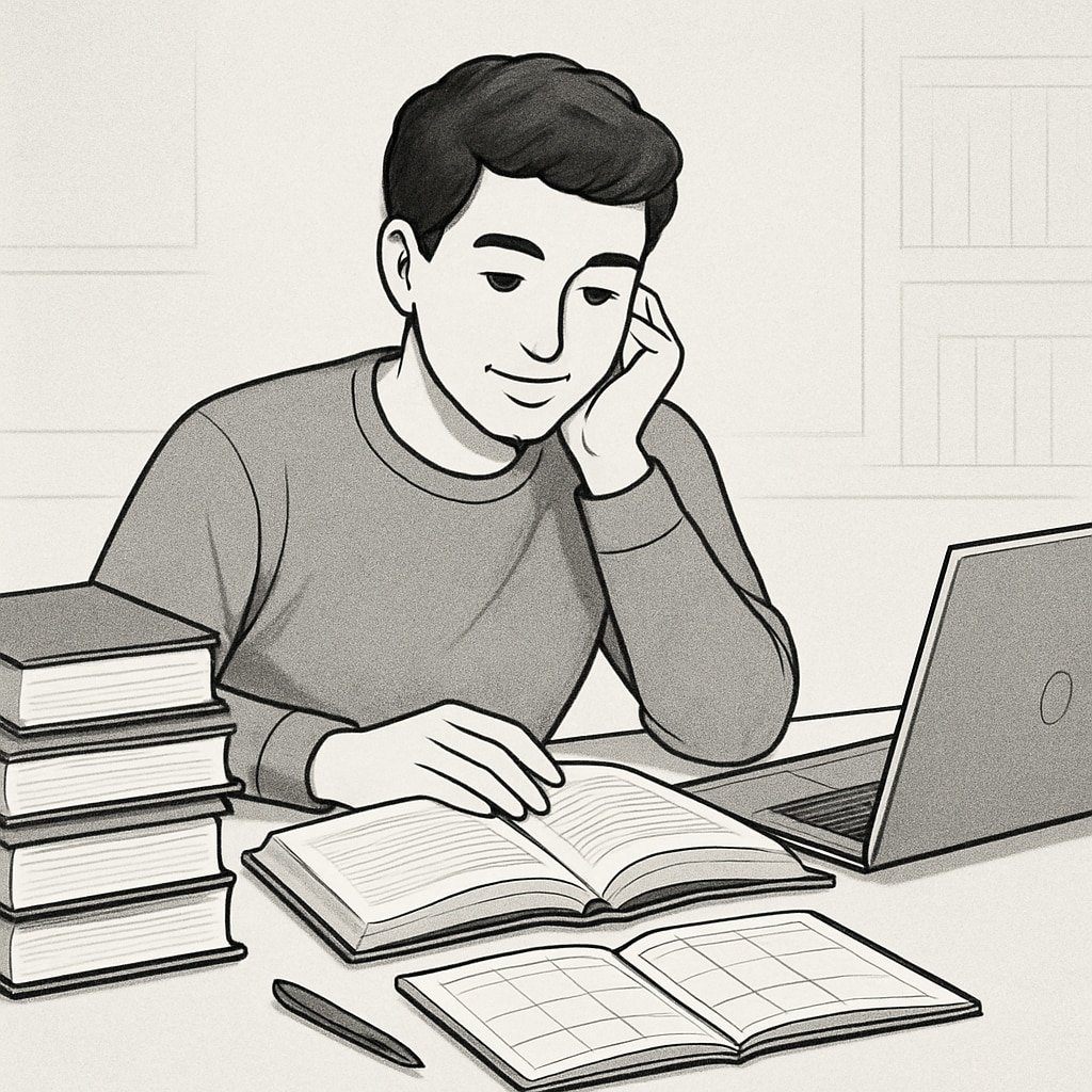 A student sitting at a desk surrounded by textbooks, a planner, and a laptop, symbolizing efforts to manage academic backlogs. A student managing academic backlogs with textbooks and a planner.