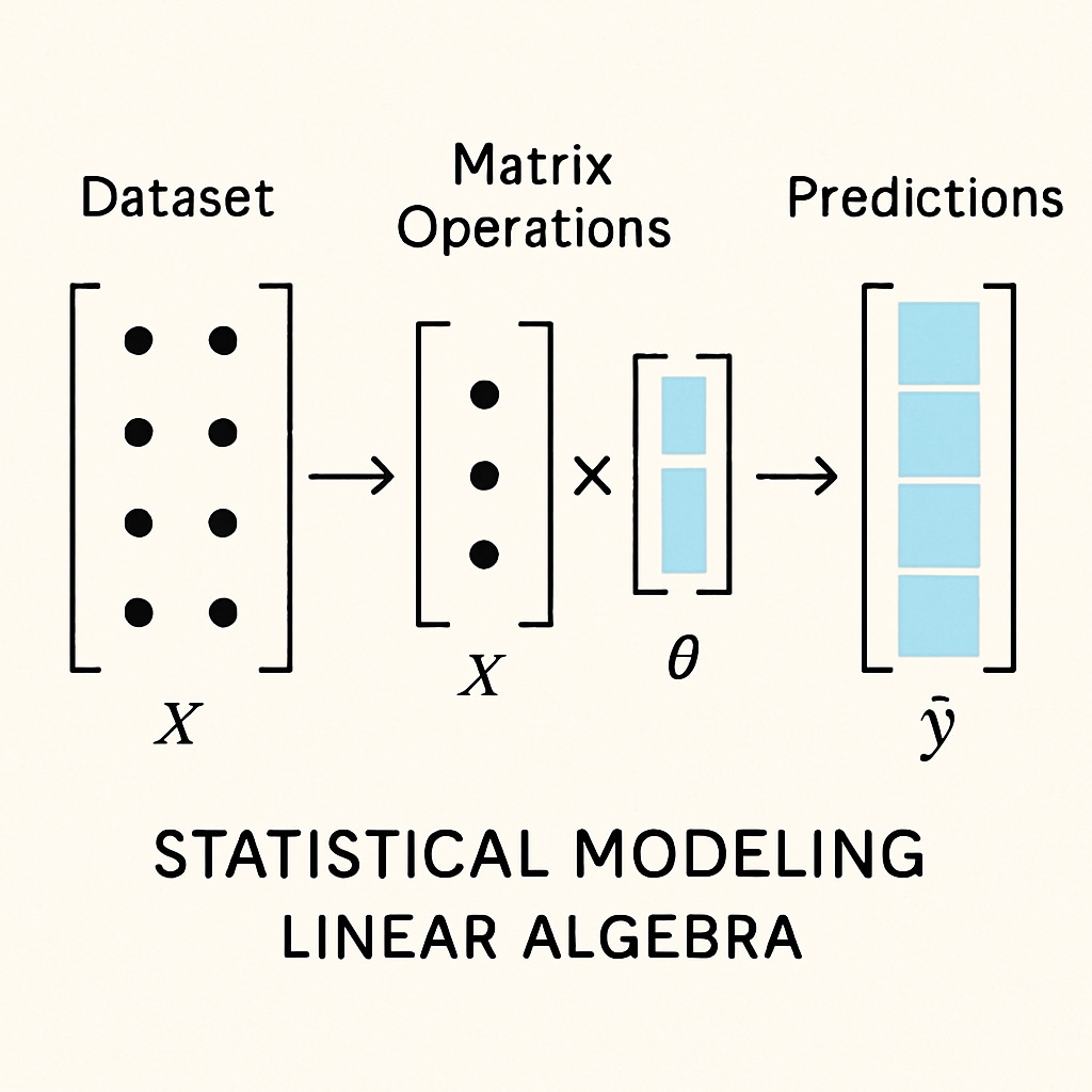 Visualization of matrix operations in statistical modeling with linear algebra.