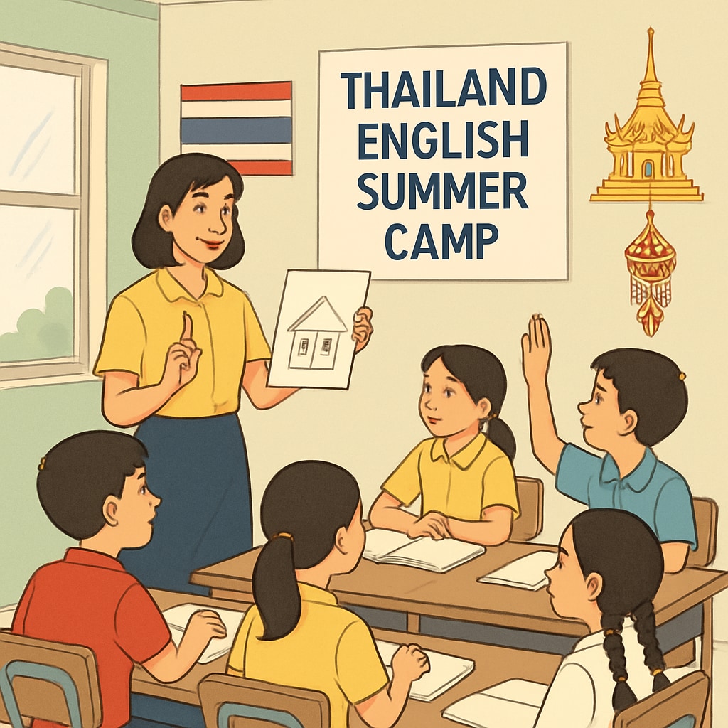Educator teaching students at a Thailand English summer camp