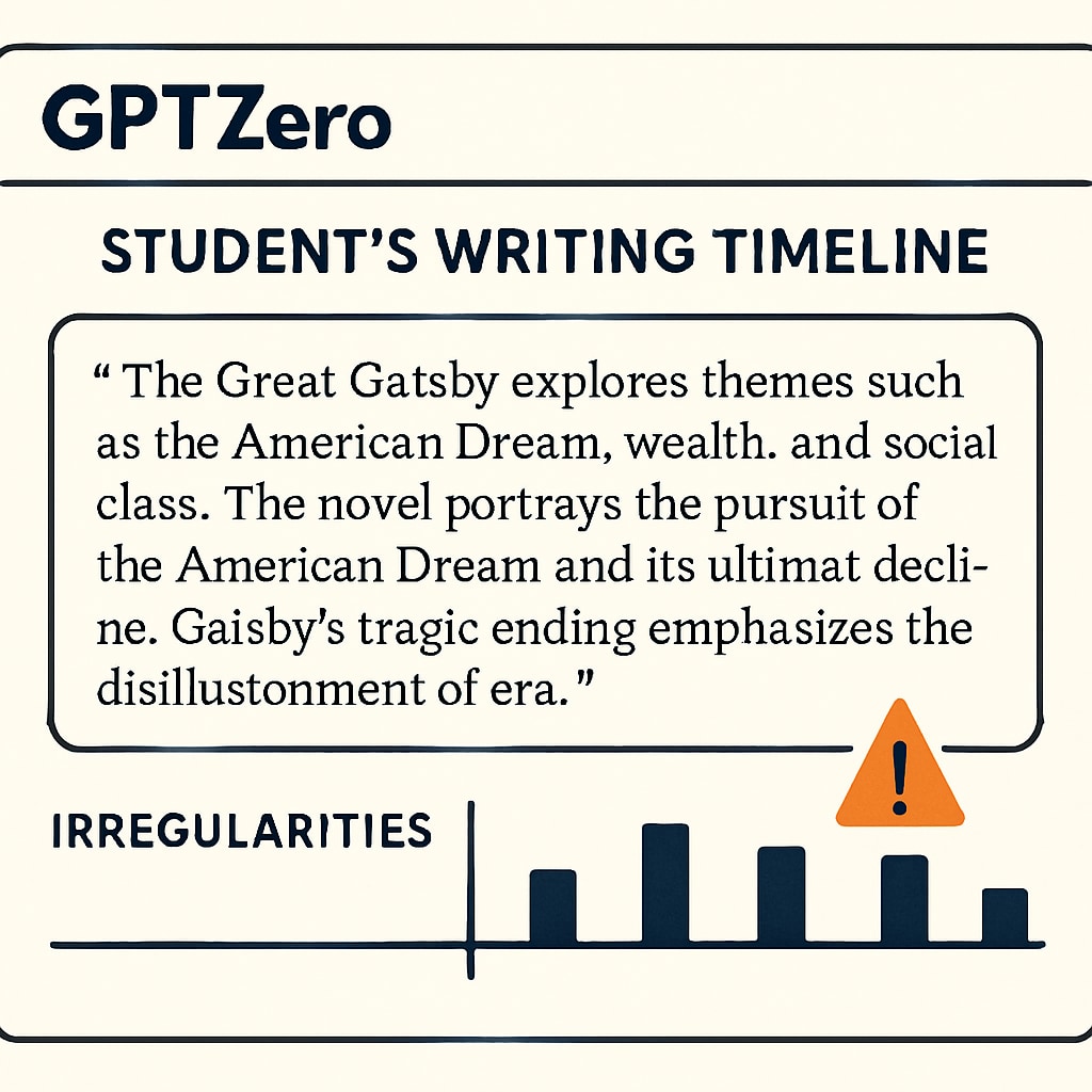 GPTZero interface showing flagged writing irregularities for academic monitoring.