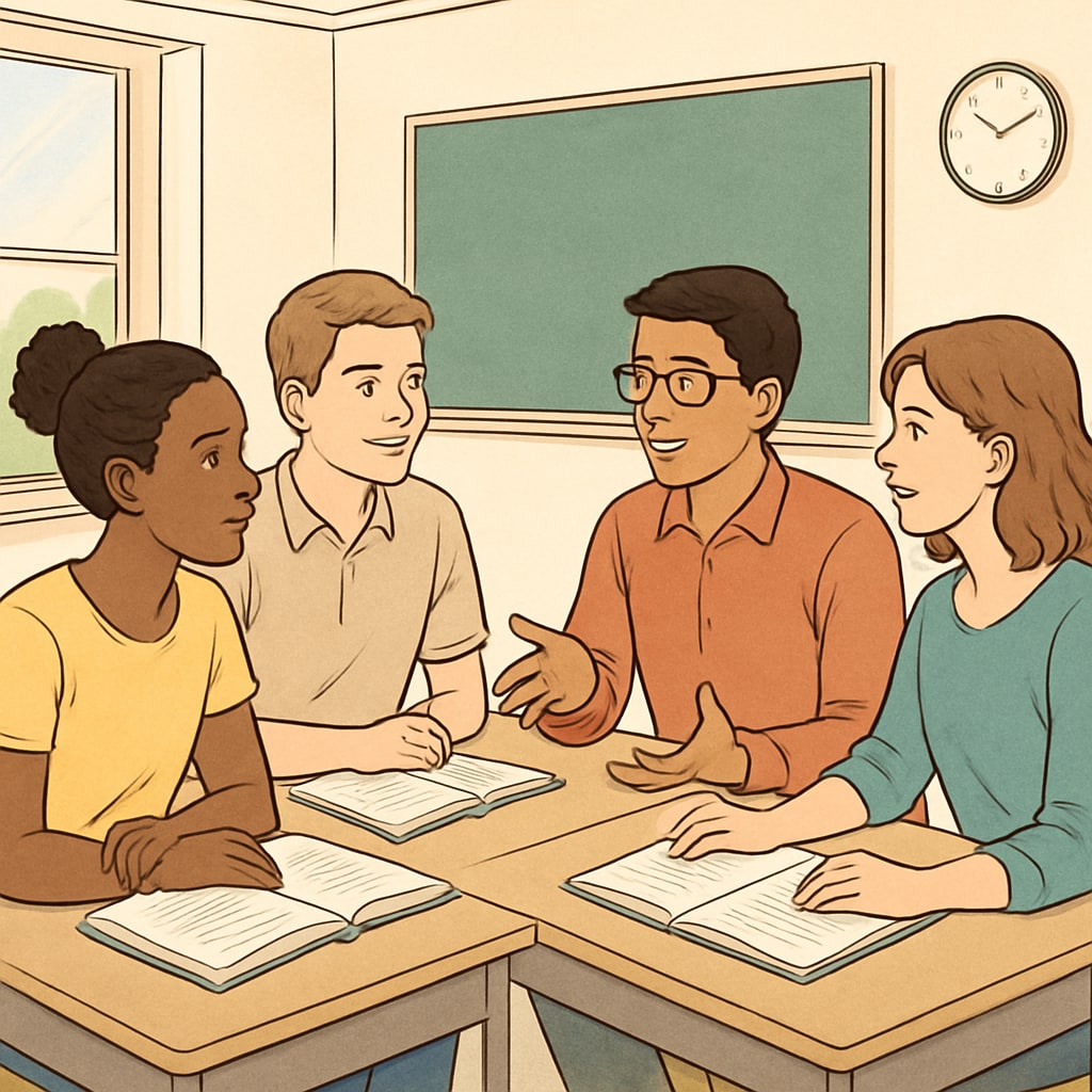 Classroom discussion highlighting year-round education benefits