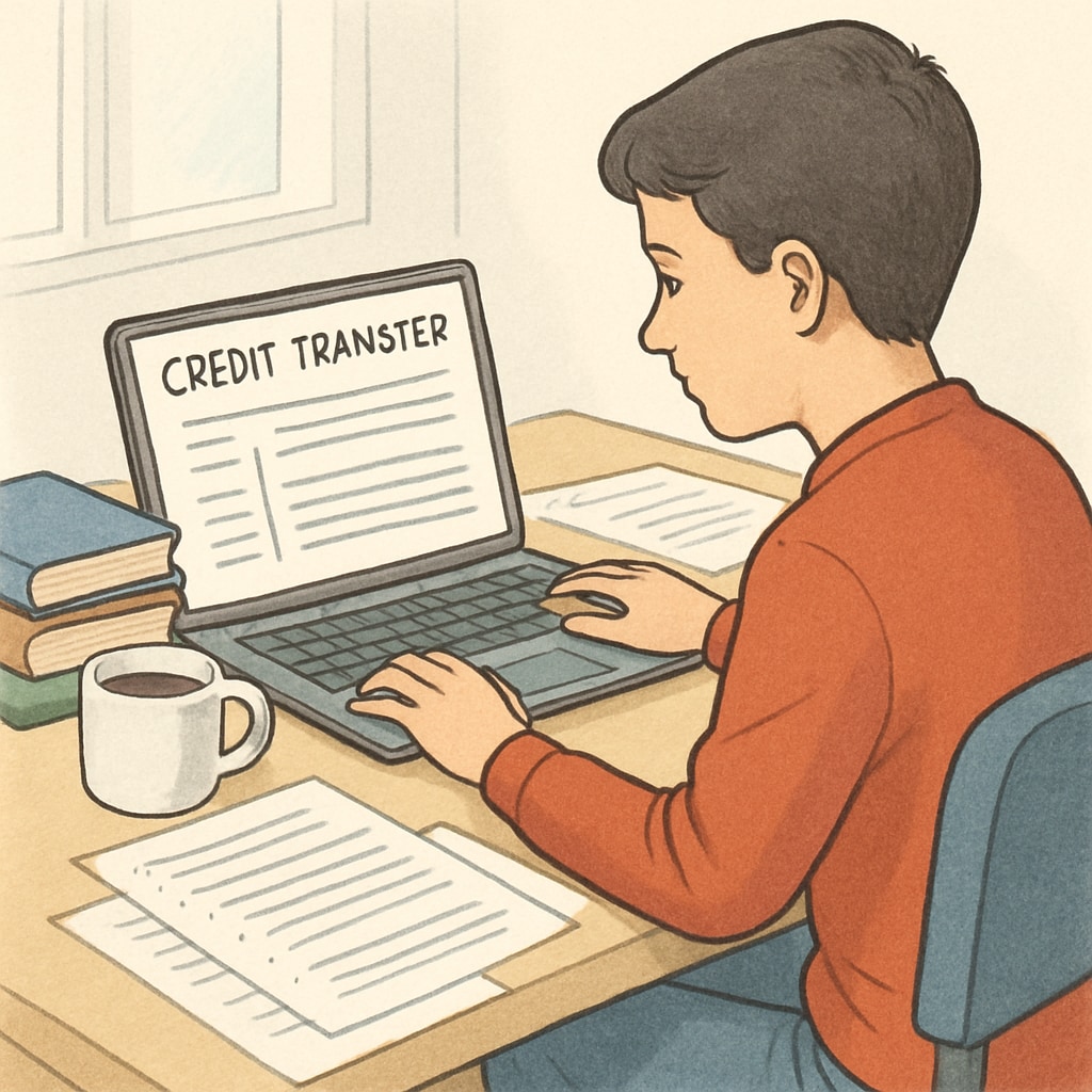A student analyzing credit transfer for degree completion.