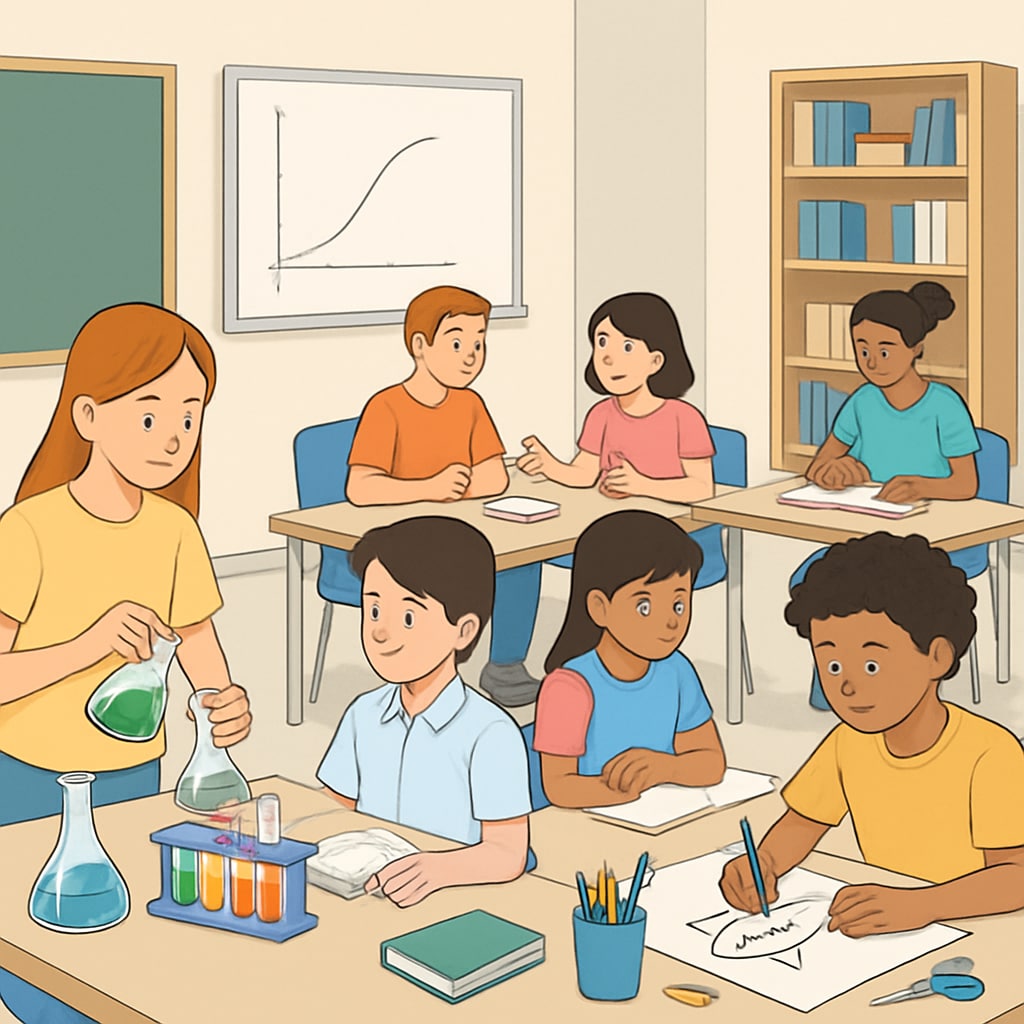 A modern classroom with students participating in hands-on learning activities, symbolizing the shift toward practical education. Modern classroom demonstrating the prioritization of practical skills over classical curricula.